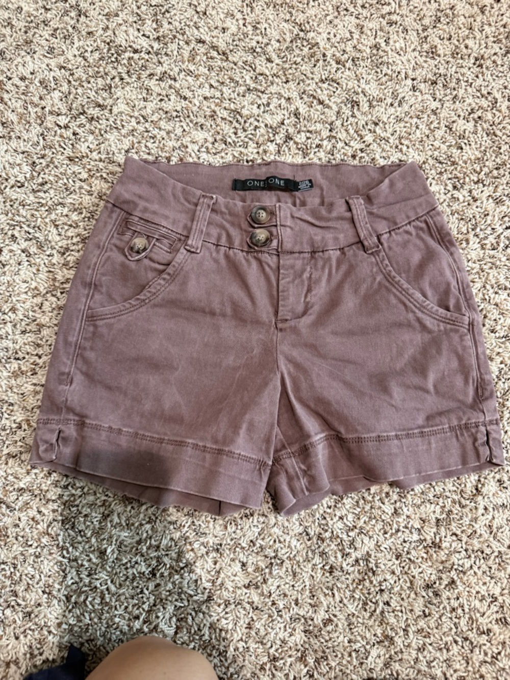 One One Women's Casual Mauve Utility Shorts
